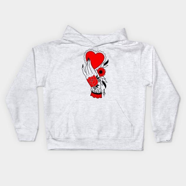 Heart in Hand Kids Hoodie by Cole Kovatch Tattoos